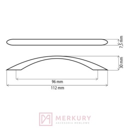 Uchwyt meblowy DP82 aluminium mat 96mm MERKURY Akcesoria Meblowe Mariusz Adamczyk