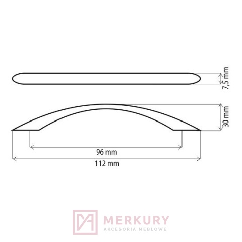 Uchwyt meblowy DP82 aluminium mat 96mm MERKURY Akcesoria Meblowe Mariusz Adamczyk