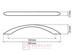 Uchwyt meblowy DS26 satyna mat 128mm MERKURY Akcesoria meblowe