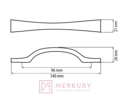 Uchwyt meblowy DS29 chrom połysk 128mm MERKURY Akcesoria meblowe