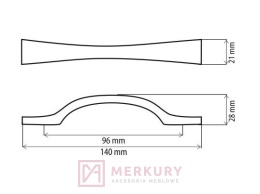 Uchwyt meblowy DS29 stal szczotkowana inox 128mm MERKURY Akcesoria meblowe