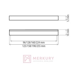 Uchwyt meblowy DU02 aluminium mat 160mm MERKURY Akcesoria Meblowe