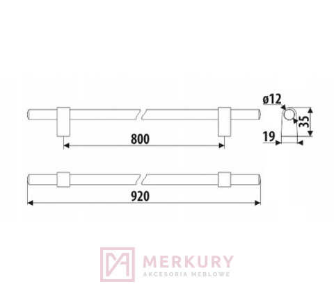 Uchwyt meblowy GAMET RE44 czarny mat 800mm MERKURY Akcesoria Meblowe Uchwyt meblowy GAMET RE44 czarny mat 800mm MERKURY Akcesoria Meblowe