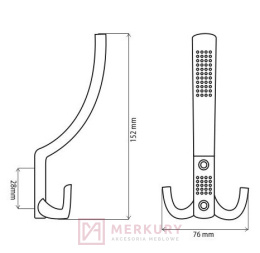 Wieszak meblowy DW11, stal szczotkowana inox, MERKURY Akcesoria Meblowe