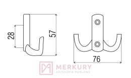 Wieszak meblowy DW13, biały mat MERKURY Akcesoria Meblowe