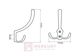 Wieszak meblowy DW59 stal szczotkowana inox MERKURY Akcesoria Meblowe