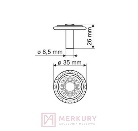 Gałka meblowa GA11 czarny mat fi 35mm MERKURY Akcesoria Meblowe Gałka meblowa GA11 czarny mat fi 35mm MERKURY Akcesoria Meblowe