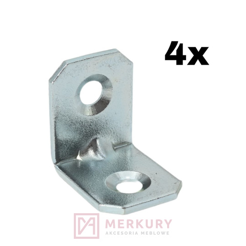 4x Kątownik łącznik meblowy 20x20x16mm MERKURY Akcesoria Meblowe