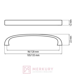 Uchwyt meblowy DN45 aluminium mat 128mm MERKURY Akcesoria Meblowe