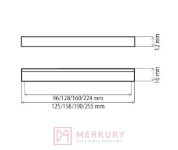 Uchwyt meblowy DU02 aluminium mat 224mm MERKURY Akcesoria Meblowe