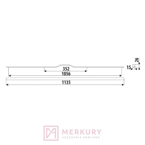 Uchwyt meblowy UA130 szarobrazowy 352/1056mm MERKURY Akcesoria Meblowe