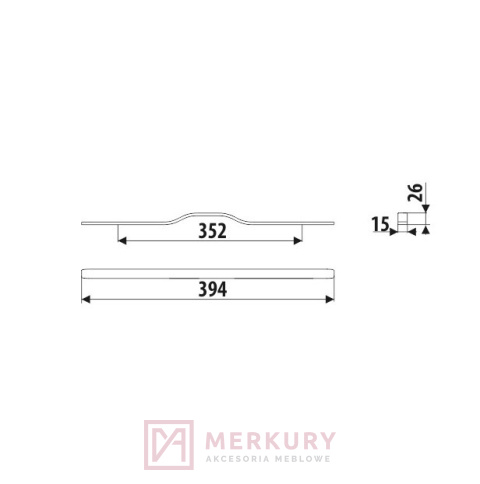 Uchwyt meblowy UA130, szarobrązowy, 352/394mm MERKURY Akcesoria Meblowe Uchwyt meblowy UA130, szarobrązowy, 352/394mm MERKURY Akcesoria Meblowe