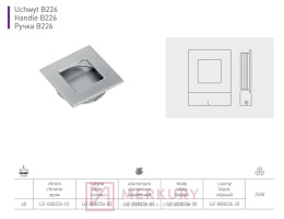 Uchwyt meblowy wpuszczany B226 aluminium mat MERKURY Akcesoria Meblowe