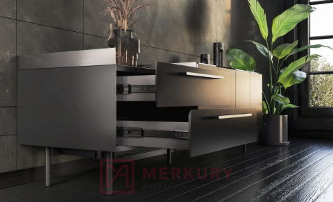 Prowadnica kulkowa VERSALITE PLUS+ H45 czarna 450mm MERKURY Akcesoria Meblowe Prowadnica kulkowa VERSALITE PLUS+ H45 czarna 450mm MERKURY Akcesoria Meblowe