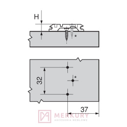 Prowadnik krzyżakowy do zawiasu CLIP BLUM 173L6130, czarny onyks, H=3mm MERKURY Akcesoria Meblowe