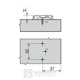 Prowadnik krzyżakowy z regulacją mimośrodową BLUM 173H7100, 0mm, onyks MERKURY Akcesoria Meblowe