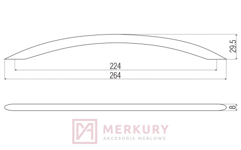 Uchwyt meblowy DN39 chrom połysk 224mm MERKURY Akcesoria Meblowe Uchwyt meblowy DN39 chrom połysk 224mm MERKURY Akcesoria Meblowe