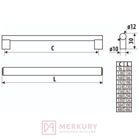 Uchwyt meblowy GAMET RE81 stal szczotkowana inox 192mm MERKURY Akcesoria Meblowe Uchwyt meblowy GAMET RE81 stal szczotkowana inox 192mm MERKURY Akcesoria Meblowe