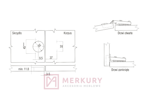 250x Zawias meblowy prosty nakładany EA35SO110FO fi 35mm MERKURY Akcesoria Meblowe 250x Zawias meblowy prosty nakładany EA35SO110FO fi 35mm MERKURY Akcesoria Meblowe
