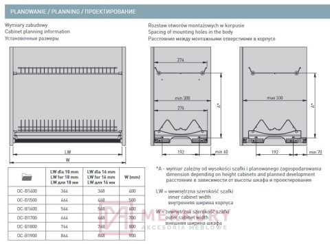 Ociekarka dwupoziomowa GTV BASIC 1 do szafki 90cm biały MERKURY Akcesoria Meblowe