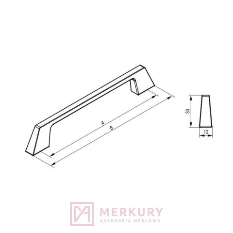 Uchwyt meblowy STILO czarny mat 160mm MERKURY Akcesoria Meblowe Uchwyt meblowy STILO czarny mat 160mm MERKURY Akcesoria Meblowe