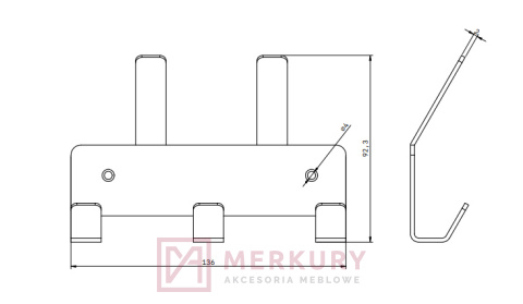 Wieszak na ubrania CUBE czarny mat 136x92mm MERKURY Akcesoria Meblowe Wieszak na ubrania CUBE czarny mat 136x92mm MERKURY Akcesoria Meblowe