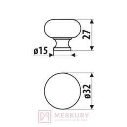 Gałka meblowa GP16 stare złoto fi 32mm MERKURY Akcesoria Meblowe