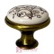 Gałka porcelanowa GP19, stare złoto, porcelana mleczna z dekorem , fi 29mm