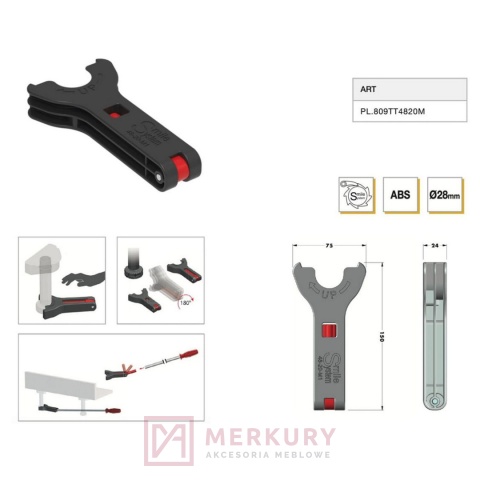 Klucz regulacyjny do nóżki CAMAR SMILE fi28mm, czarno-czerwony