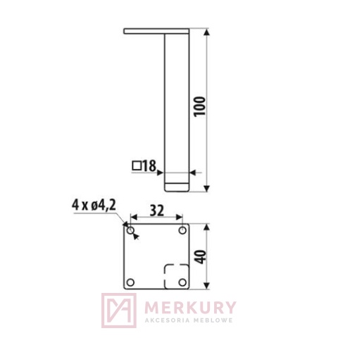 Nóżka meblowa NS45 złoty H-100mm Nóżka meblowa NS45 złoty H-100mm