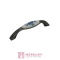 Uchwyt porcelanowy UP17, stare srebro, porcelana niebieski kwiatek, 96mm