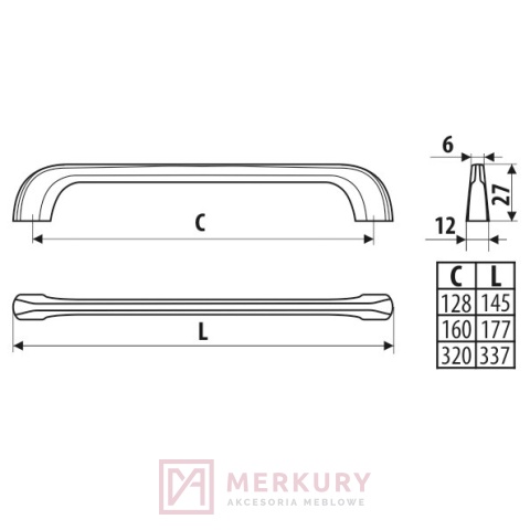 UU05 Uchwyt meblowy, złoty połysk, GAMET, sklep internetowy MERKURY Akcesoria Meblowe Mariusz Adamczyk