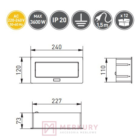 Gniazdo wpuszczane chowane w blat SOFTBOX białe 2 gniazda z uziemieniem 2 gniazda usb 2.1V gtv soft box Gniazdo wpuszczane chowane w blat SOFTBOX białe 2 gniazda z uziemieniem 2 gniazda usb 2.1V gtv soft box