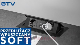 Gniazdo wpuszczane chowane w blat SOFTBOX aluminiowe 2 gniazda z uziemieniem 2 gniazda usb 2.1V gtv soft box