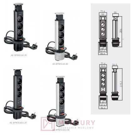 Gniazdo wpuszczane chowane w blat 60mm SOFTBOX biały białe 3 gniazda z uziemieniem gtv Gniazdo wpuszczane chowane w blat 60mm SOFTBOX biały białe 3 gniazda z uziemieniem gtv