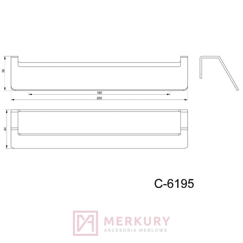 C-6195 Uchwyt krawędziowy PRATO, P59 czarny mat, NOMET, sklep internetowy MERKURY Akcesoria Meblowe Mariusz Adamczyk