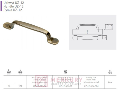Uchwyt meblowy UZ-12, czarny mat, GTV, sklep internetowy MERKURY Akcesoria Meblowe Mariusz Adamczyk Uchwyt meblowy UZ-12, czarny mat, GTV, sklep internetowy MERKURY Akcesoria Meblowe Mariusz Adamczyk
