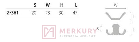 Z-361 Wieszak meblowy YUKON, G4 stare złoto, NOMET, sklep internetowy MERKURY Akcesoria Meblowe Mariusz Adamczyk