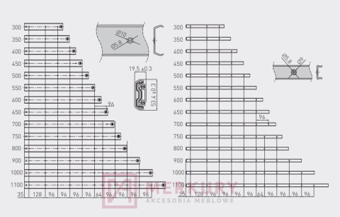 H53 Prowadnica kulkowa, 650mm, GTV, sklep internetowy MERKURY Akcesoria Meblowe Mariusz Adamczyk