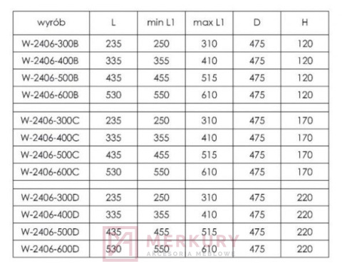 W-2406 kosz wysuwany do szafki garderoby 50cm, H-200mm, srebrny, NOMET, sklep internetowy MERKURY Akcesoria Meblowe