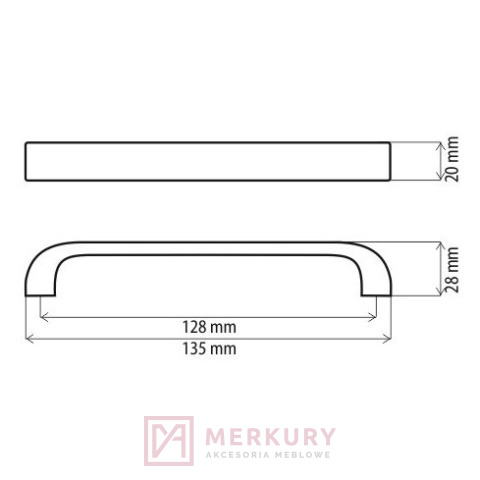 DN94 Uchwyt meblowy, aluminium mat, DC, sklep internetowy MERKURY Akcesoria Meblowe Mariusz Adamczyk