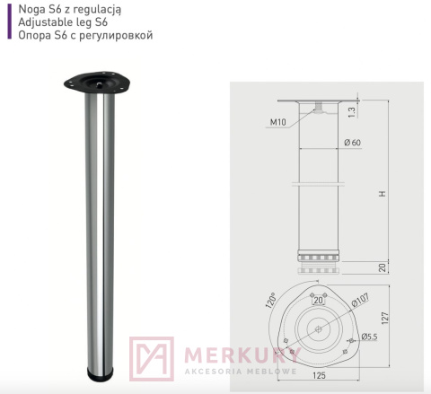 Noga stołowa INNOVO, fi 60mm, H-820mm, chrom połysk, GTV, sklep internetowy MERKURY Akcesoria Meblowe Mariusz Adamczyk Noga stołowa INNOVO, fi 60mm, H-820mm, chrom połysk, GTV, sklep internetowy MERKURY Akcesoria Meblowe Mariusz Adamczyk