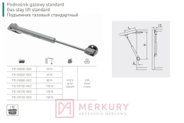 Podnośnik gazowy PD-G0060 60N, satyna, GTV, sklep internetowy MERKURY Akcesoria Meblowe Mariusz Adamczyk