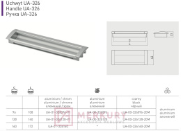 UA-326 Uchwyt meblowy wpuszczany, aluminium mat, GTV, sklep internetowy MERKURY Akcesoria Meblowe Mariusz Adamczyk