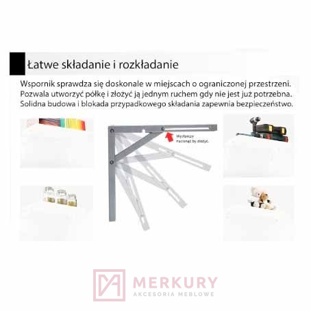 Podpórka półki składana, wspornik, kątownik, biały, L-400, sklep internetowy MERKURY Akcesoria Meblowe Mariusz Adamczyk Podpórka półki składana, wspornik, kątownik, biały, L-400, sklep internetowy MERKURY Akcesoria Meblowe Mariusz Adamczyk