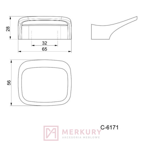 uchwyt meblowy lago nomet c-6171 p61 czarny mat 32mm