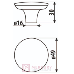 Gałka meblowa GX01, lama V81, fi 49mm, GAMET, sklep internetowy MERKURY Akcesoria Meblowe Mariusz Adamczyk
