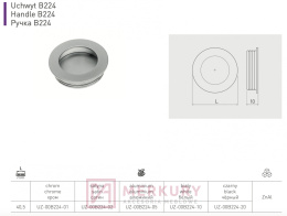 B224 Uchwyt meblowy wpuszczany, satyna mat, GTV, sklep internetowy MERKURY Akcesoria Meblowe Mariusz Adamczyk