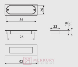 MD13 Uchwyt meblowy wpuszczany, aluminium mat, GAMET, skep internetowy MERKURY Akcesoria Meblowe Mariusz Adamczyk