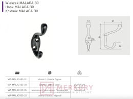 MALAGA B0 Wieszak meblowy, czarny mat, GTV, sklep internetowy MERKURY Akcesoria Meblowe Mariusz Adamczyk